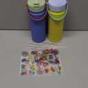 GoKEDA 18oz Kids Water Bottle, 2 Pack Insulated Bottles with Stickers, 18/8 Stainless Steel Vacuum Leak Proof Straw Cup for School, Gifts for Boys Girls(BlueYellow+GreenBlue)