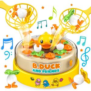 Board Games for Kids, B.Duck Bounce and Catch Duck Game Toys for Toddler, Jumping Ducks Game Toys, 2 Players Handheld Interactive Toy for Boys Girls, Family Board Games, Birthday Gifts.