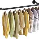 Wall Mounted Clothes Rack 21.06in, Industrial Pipe Wall Mount Clothing Rack, Heavy Duty Iron Garment Racks, Space Saver Multi-purpose Hanging Rod for Laundry Room, Closet Storage, 1 Pack