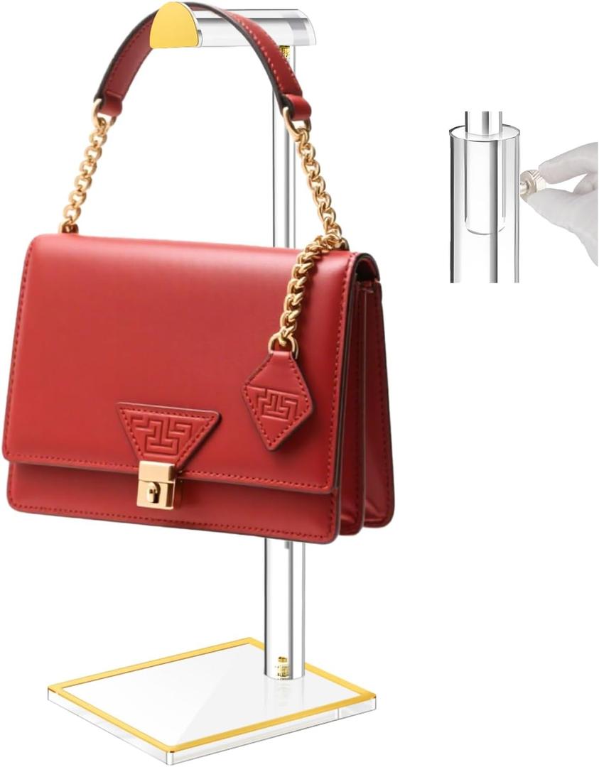 Acrylic Handbag Display Stand, 14"-24" Adjustable Purse Holder Clear Handbag Table Hanger Rack Purse Hanger Stand for Home Closet Store Boutique Counter Clear Acrylic Handbag Display Stand, 14"-24" Adjustable Purse Holder Clear Handbag Table Hanger Rack Purse Hanger Stand for Home Closet Store Boutique Counter Clear