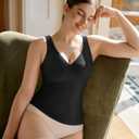 LODAY Compression Tanks for Women Shapewear Tank Top Tummy Control V Neck Camisole Cami Tops (Black, XL)