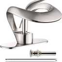 Elegant Bathroom Sink Faucet Single Hole,AUU Waterfall Brushed Nickel Vanity Sink Faucet Solid Brass,Single Handle Basin Tap with Pop Up Drian Deck Plate Supply Line (Brushed Nickel, Short)