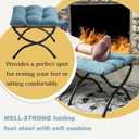 15" Upholstered Folding Foot Rest Stool with Foldable Metal Frame Blue