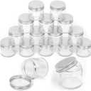 Swpeet 27 Packs 2 oz - 60ML Transparent Glass Jar with Silver Lid Assortment Kit, Round Containers Cosmetic Glass Jars with Lids Travel Jars Cosmetic Containers for Cream, Lotion