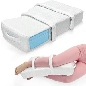 Knee Pillow for Side Sleeping Memory Foam Leg Pillow with Strap 2 Layer Adjust Height Between Legs Pillows for Relieving Leg Hip Back and Knee Pressure with Breathable Removable Cover