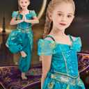 IKALI Princess Costume for Girls Kids Toddlers Arabian Princess Fancy Dress Up for Birthday Cosplay Party