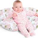 Little Grape Land Nursing Pillow, Breastfeeding Pillow with Removable Cover with Breathable Filling, Feeding Support Pillow for 0-16 Months, Multifunctional Support Cushion for Travel, Rose Floral (Original Model)