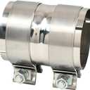 Polished Stainless Steel 3" ID to 3" ID Exhaust Adapter With Clamps,ID 3 Inch Exhaust Reducer Connector Pipe/W Clamps, 4'' Length Exhaust Coupler,Universal Fitment