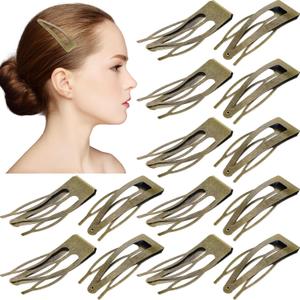 Chinco 24 Pcs Double Grip Hair Clips Metal Snap Clips Women Barrettes for Hair Making, Salon Supplies(Ancient Bronze,2.8 Inch)