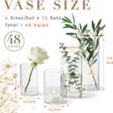 48pcs Glass Cylinder Vases for Centerpieces,Clear Flower Vases for Wedding Decorations and Indoor Home Decor, Hurricane Candle Holder for Table Shelf, Party