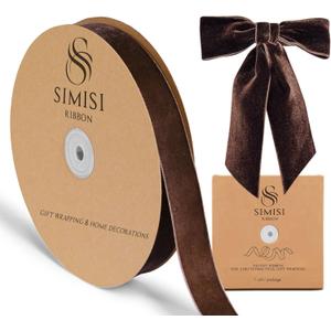 Brown Velvet Ribbon 1'' 25 Yards for Christmas Tree, Gift Wrapping, Flower Bouquet, Wreath Decorations, Bow Making