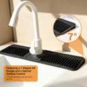 Faucet Mat for Kitchen Sink, 24"X5.5" Silicone Sink Splash Guard with Soap Holder, Snap-On Design & 7slope Fast Drain, Folding Sink Faucet Mat for Universal Kitchen Bathroom SinkBlack