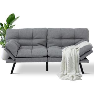 MUUEGM Futon Sofa Bed,Memory Foam Modern Convertible Couch Bed,Folding Futon Sleeper Couch with Compact Living Space,Apartment,Dorm,Bonus Room,71" D x 33" W x 31.5" H,Grey