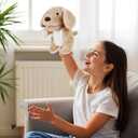 Animal Hand Puppets 11 Inch Sea Turtle Plush Dinosaur Animals Hand Puppet Toys Role-Play Toy Puppets for Kids Storytelling Imaginative Pretend Play Teaching Preschool(Dog)