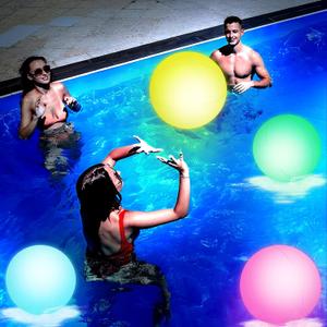 FUTUREPLUSX 2PCS Light Up Beach Balls, 16" LED Pool Ball with Remote Control Glow for Summer Parties Pool Decorations