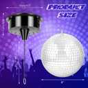 Meagoo Disco Ball with Motor and Light, 8" Hanging Mirror Ball and 6RPM Batteries Powered Rotating Motor with 4 Light Colors and 18 LEDs for Disco Party Decoration, DJ Club