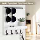 Key Holder Wall Mount, Key Holder for Wall with 4 Hooks, Farmhouse Key Hanger Holds Dog Leash, Sunglasses Decorative Mail Organizer Home Decor (White)
