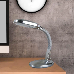 Lavish Home Desk Lamp - Natural Sunlight Lamp with Adjustable Gooseneck - Reading Light for Working, Crafting, Sewing, or Homework (Silver)