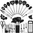 Kitchen Utensil Set-Silicone Cooking Utensils-33 Kitchen Gadgets & Spoons for Nonstick Cookware-Silicone and Stainless Steel Spatula Set-Best Kitchen Tools, Useful Pots and Pans Accessories