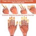 Practice Hand for Acrylic Nails,100 Pcs Nail Tips Flexible Training Hand Professional Nail Art Hand Tools Adjustable False Finger Nails for DIY Nail Manicure