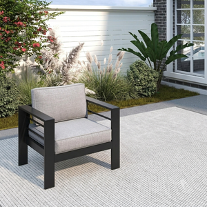 Solaste Aluminum Outdoor Patio Chairs Set of 1, Light Grey Patio Sofa Set