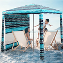 Beach Cabana, 6.2'×6.2' Beach Canopy with Side Wall, UPF 50+ UV Protection Easy Setup Tent Sun Shelter with Sand Pockets for Whole Family (Green Stripes)