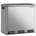 SONGMICS Garbage Can, 3 x 4.8 Gallon (3 x 18 L) Trash Can, Recycle Bin with Soft-Close Lids, Pedals, and Inner Buckets for Kitchen, Stainless Steel, Silver and Black ULTB54NL