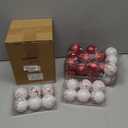 36 Pcs Christmas Ball Ornaments 2.36 Inches Glitter Christmas Tree Decorations Xmas Baubles Ball Set Xmas Hanging Pendants Decor for Holiday Party Decor(White, Red,Classic Style)