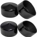 2" Vinyl End Caps (4 Pack) Fits 2" Outside Diameter Pipe (Not 2" ID) Flexible Black Push-On Rubber-Style Covers for Round Tubing, Posts & Furniture Legs