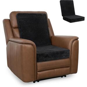 HIGOGOGO Corduroy Recliner Chair Cushion with Lumbar Support Pillow Soft Non-Slip 4" Thick Seat Pad Prevent Buttocks & Back Pain in Seniors (Black, 21" Backrest) HIGOGOGO Corduroy Recliner Chair Cushion with Lumbar Support Pillow Soft Non-Slip 4" Thick Seat Pad Prevent Buttocks & Back Pain in Seniors (Black, 21" Backrest)