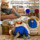 T'CHAQUE Cat Surgery Clothes Recovery Suit for Female Male, Cat Onesie Pet Surgical Pajamas Hind Legs Long Sleeve, Abdominal Wound Skin Diseases, E-Collar Alternative, Spay Recovery Suit, Royal Blue, L 