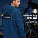 baleaf Men's Rain Jacket Water Resistant Hiking Windbreaker Packable Running Golf Gear Hood Raincoat Reflective (Navy Blue)