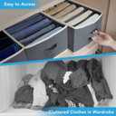 6 Pcs Large Size Wardrobe Clothes Organizers 6 Grids for Pants, Jeans, Sweater, T-shirt, Dress Stackable Closet Drawer Organizer Storage Bin Container with Sturdy Handles, Dark Grey