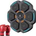 Smart Music Boxing Machine for Adults and Kids, Training Machine with LED Electronic Wall Mounted, Home Indoor Workout Equipment with Premium Boxing Gloves (Black 06)