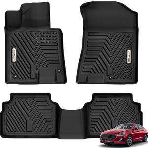 YITAMOTOR Floor Mats Fit for 2020-2026 Hyundai Sonata / 2021-2026 Kia K5 (Only FWD Models, Not for AWD/Hybrid), TPE Custom Fit All Weather Sonata Accessories for 1st & 2nd Floor Mats Set