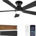 Ceiling Fans with Lights, 42 Inch Low Profile Ceiling Fan with Light and Remote Control, Flush Mount, Reversible, 3CCT, Dimmable LED, Quiet, Black Ceiling Fan for Bedroom, Kitchen