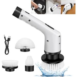 Electric Spin Scrubber, Cordless Cleaning Brush Waterproof with 3 Replaceable Brush Heads, Bathroom and Floor Tile 360 Power Scrubber Dual Speed, Shower Cleaning Brus for Bathroom, Tub, Tile, Floor