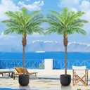 8.5ft Tall Artificial Phoenix Palm Tree for Outdoors Indoor Decor, Large Faux Coconut Silk Palm Tree Tropical Fake Tree Perfect for Outside Patio Poolside Porch Home Office Decor (Set of 2)