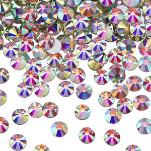 2880 Pieces Crystal Diamond Rhinestones Flat Back Round Gems Charms Stones Rhinestones Crystals Round Beads Flat Back Glass (Crystal AB Color, SS30)