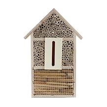 Azbvek Wooden Insect House Hotel for Bee, Butterfly, Ladybirds, Beneficial Insect Habitat, Bug Hotel Garden 11.7" x 7.7" (C)