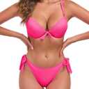 RELLECIGA Womens Bikini Set High Cut Two Piece Swimsuit Push Up Underwire Bathing Suits (X-Large, Hot Pink)