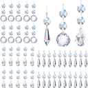 44 Pack Chandelier Crystal Prism Replacement, 38mm Hanging Clear Crystal Glass Bead Prisms 20mm Chandelier Crystals Modern for Foyer Wedding Lamp Windows Christmas Tree Decoration