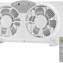 HOLMES 9" Twin Digital Window Fan, Reversible Airflow Blades, In/Out Exchange, 3 Speeds, Built-In Extender Panels, Ideal for Home, Bedroom or Office, Remote Control, White