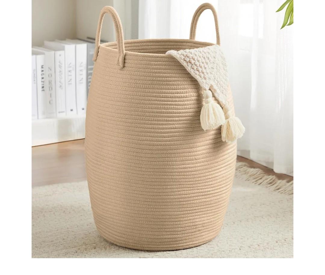 105L Extra Large Laundry Hamper Basket by Fiona's magic, Woven Tall Clothes Hamper for Storage Blanket, Toys and Dirty Cothes in Bedroom and Living Room Organizer, Jute Brown
