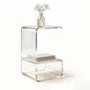 Acrylic End Table for Nightstand,21" H C-Shaped End Table for Living Room,Bedside Table for Bedroom.Side Tables for Living Room for Small Spaces,Clear, C Shape-13.7" D X 13.7" W X 21.6" H