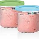 Ninja CREAMi Original Pints 2 Pack, Compatible with NC299AMZ & NC300s Series CREAMi Ice Cream Makers, BPA-Free & Dishwasher Safe, Color Lids, 1 Pint Each, Clear/Lime/Aqua, XSKPLID2CD
