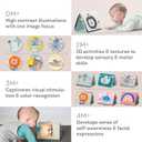 A Set of 2 Tummy Time Toys High Contrast Book Crinkle Books for Babies Infant Tummy-time Soft Crinkle Activity Book with Huge Baby Safe Mirror, 3D Activities, Textures and a Soft Baby Teether