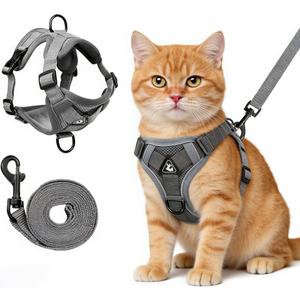 Cat Harness and Leash for Walking, Escape Proof Soft Adjustable Vest Harnesses for Cats Large