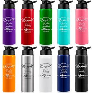 Roshtia 10 Pcs Aluminum Water Bottles Thank You Gifts Teacher Appreciation Gifts Bulk Water Bottles with Lids May You Be Proud of Reusable Leakproof for School Mother Employee Coworker(25 oz)