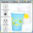 100Pcs Lemon Plastic Cups 16Oz Blue White Lemon Print Disposable Drinking Lemonade Cup Stackable Party Cups for Summer Birthday Baby Shower Citrus Party Supplies